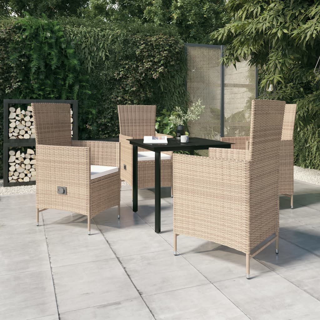vidaXL 5 Piece Garden Dining Set with Cushions Beige