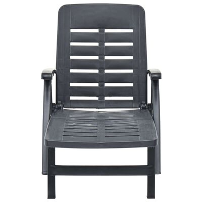 vidaXL Folding Sun Lounger Plastic Anthracite, anthracite vidaXL Folding Sun Lounger Plastic Anthracite