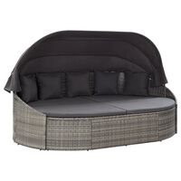 vidaXL Outdoor Lounge Bed with Canopy Poly Rattan Grey, grey vidaXL Outdoor Lounge Bed with Canopy Poly Rattan Grey