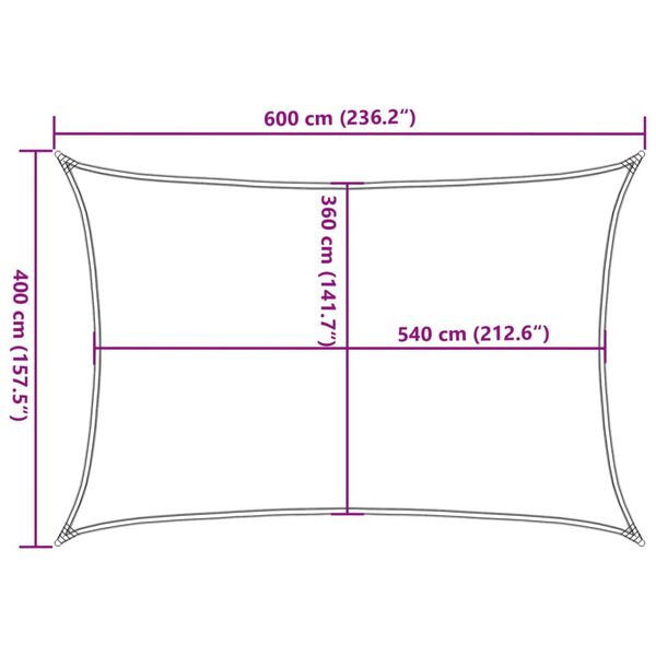 vidaXL Sunshade Sail HDPE Rectangular 4x6 m Cream