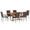vidaXL 7 Piece Garden Dining Set Poly Rattan Brown