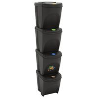 vidaXL Stackable Garbage Bin Boxes 4 pcs Grey 100 L Polypropylene, grey vidaXL Stackable Garbage Bin Boxes 4 pcs Grey 100 L Polypropylene