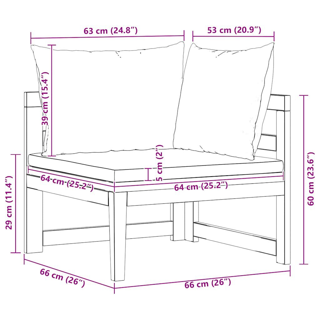 vidaXL Corner Sofa with Cream White Cushions Solid Acacia Wood, cream white vidaXL Corner Sofa with Cream White Cushions Solid Acacia Wood