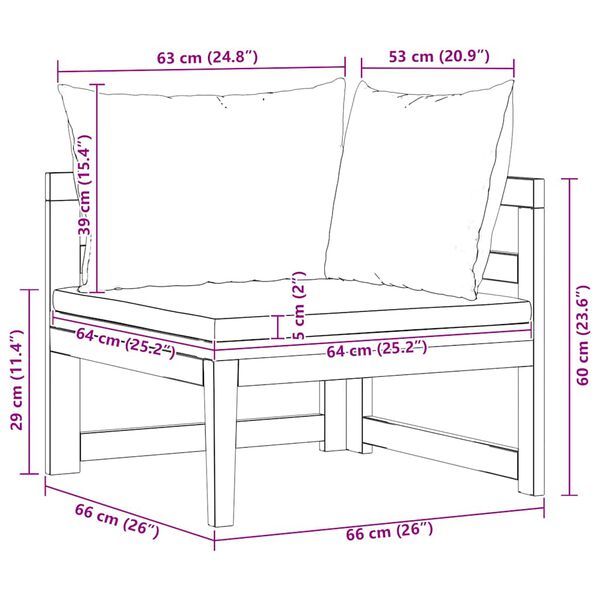 vidaXL Corner Sofa with Cream White Cushions Solid Acacia Wood
