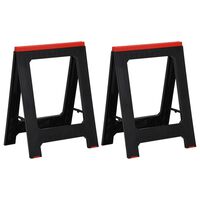 vidaXL Foldable Work Trestles 2 pcs Black and Red Polypropylene 350 kg,  vidaXL Foldable Work Trestles 2 pcs Black and Red Polypropylene 350 kg
