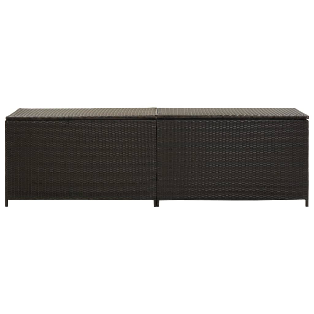 vidaXL Garden Storage Box Poly Rattan 200x50x60 cm Brown