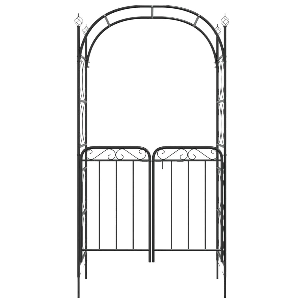 vidaXL Garden Arch with Gate Black 108x45x235 cm Steel