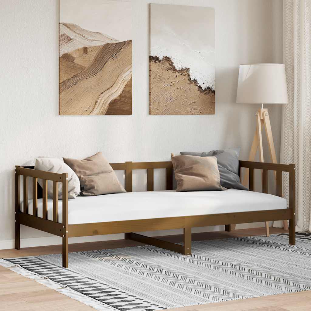 vidaXL Day Bed without Mattress Honey Brown Solid Wood Pine 90x200cm