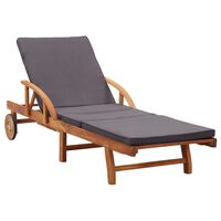 vidaXL Sun Lounger with Cushion Solid Acacia Wood, dark grey vidaXL Sun Lounger with Cushion Solid Acacia Wood