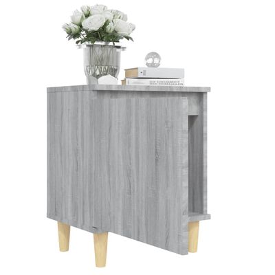 vidaXL Bed Cabinet with Solid Wood Legs Grey Sonoma 40x30x50 cm
