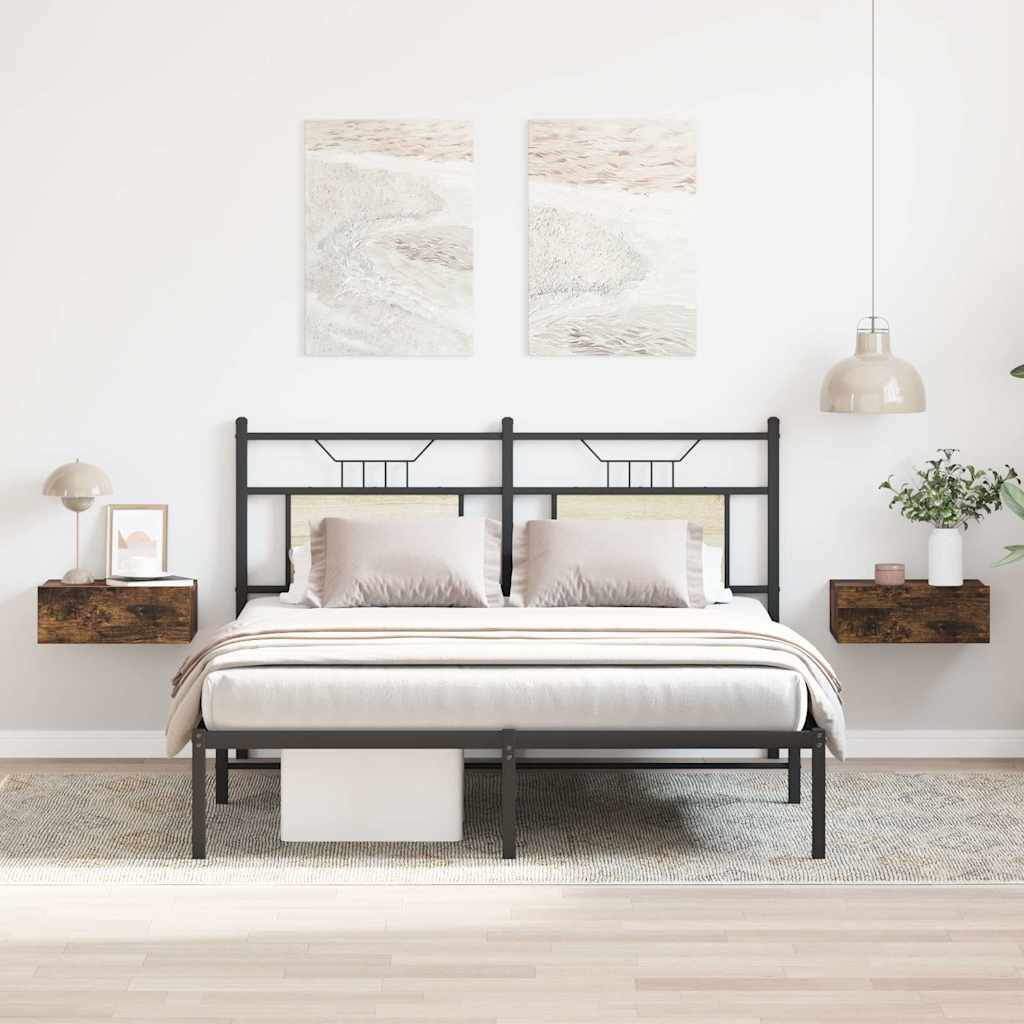 vidaXL Floating Nightstands 2 pcs Smoked Oak 40x30x15cm Engineered Wood
