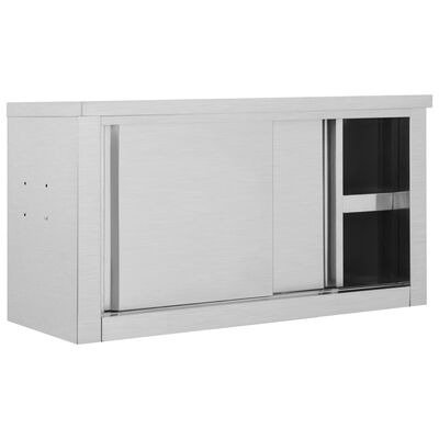 vidaXL Kitchen Wall Cabinet with Sliding Doors 90x40x50 cm Stainless Steel,  vidaXL Kitchen Wall Cabinet with Sliding Doors 90x40x50 cm Stainless Steel