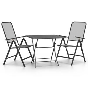 vidaXL 3 Piece Garden Dining Set Expanded Metal Mesh Anthracite