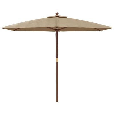 vidaXL Garden Parasol with Wooden Pole Taupe 299x240 cm, taupe vidaXL Garden Parasol with Wooden Pole Taupe 299x240 cm