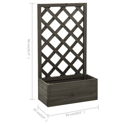 vidaXL Garden Trellis Planter Grey 50x25x90 cm Solid Firwood, grey vidaXL Garden Trellis Planter Grey 50x25x90 cm Solid Firwood