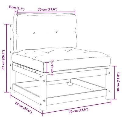 vidaXL 3 Piece Garden Lounge Set with Cushions Solid Pinewood, natural vidaXL 3 Piece Garden Lounge Set with Cushions Solid Pinewood