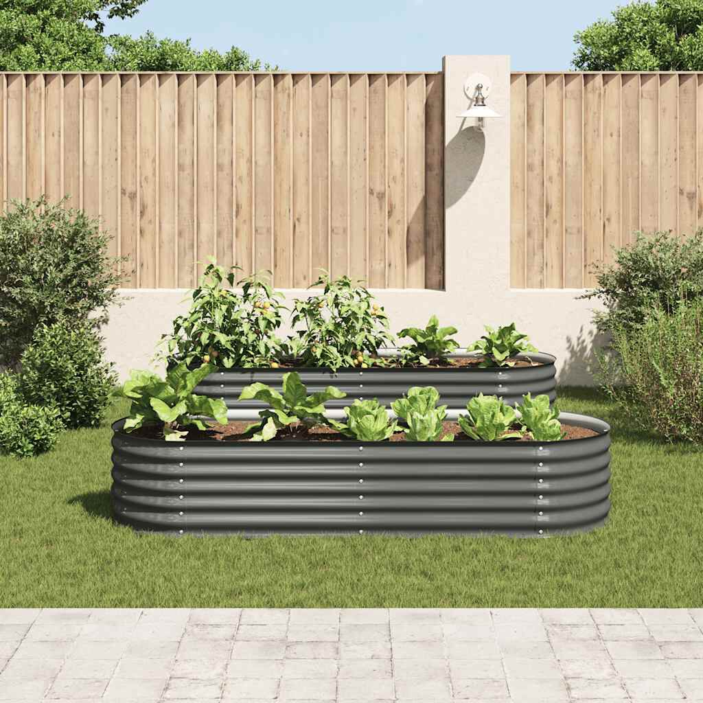 vidaXL Garden Raised Bed 240x80x44 cm Galvanised Steel Grey