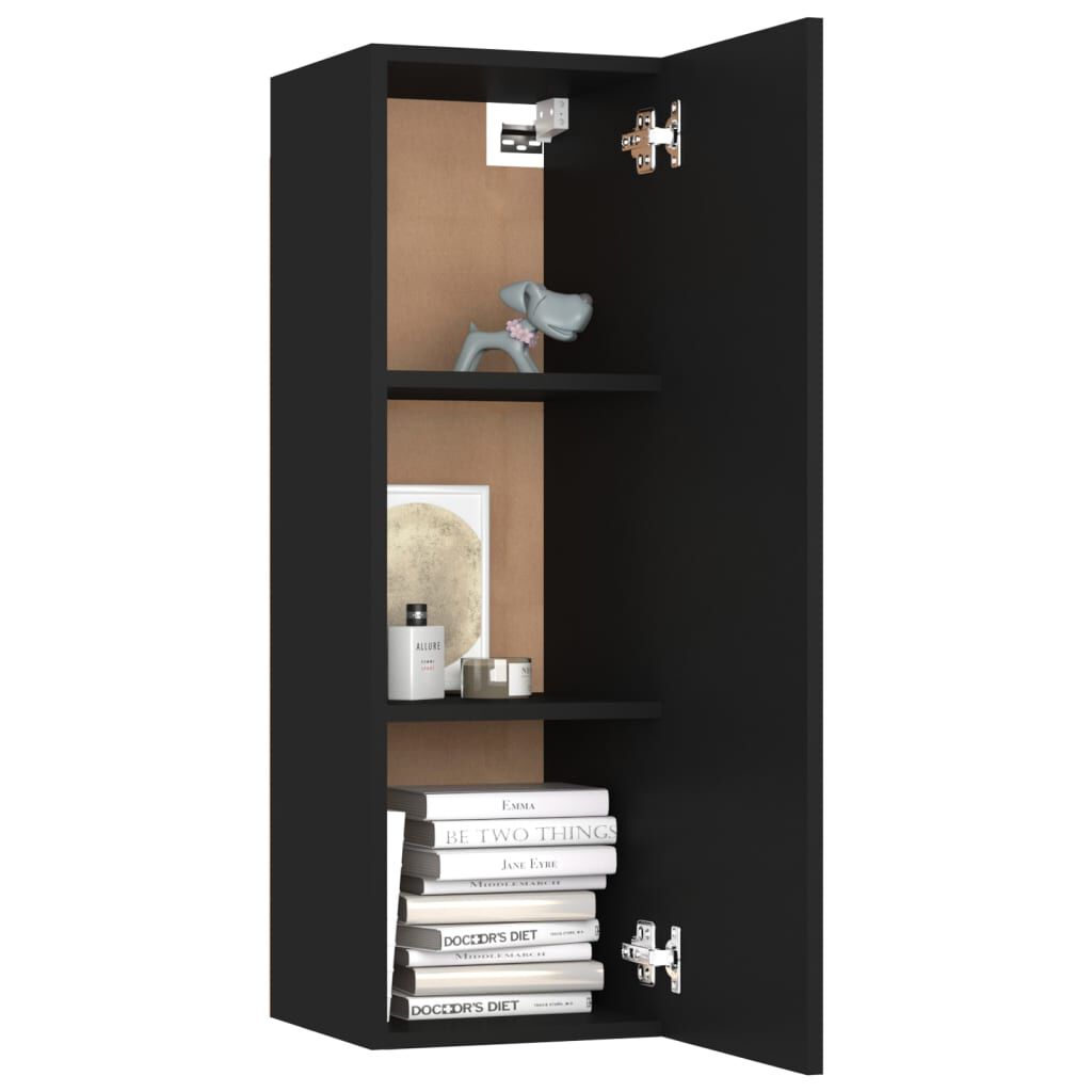 vidaXL TV Cabinets 2 pcs Black 30.5x30x90 cm Engineered Wood