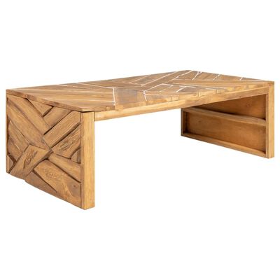 vidaXL Coffee Table Erosion Solid Teak Wood 110x35x38 cm,  vidaXL Coffee Table Erosion Solid Teak Wood 110x35x38 cm