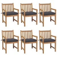 vidaXL Garden Chairs 6 pcs with Anthracite Cushions Solid Teak Wood, anthracite vidaXL Garden Chairs 6 pcs with Anthracite Cushions Solid Teak Wood