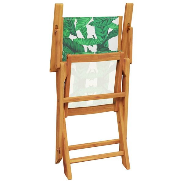 vidaXL Garden Chairs 2 pcs Leaf Pattern Solid Wood Acacia and Fabric
