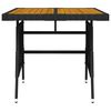 vidaXL Garden Table Black 70x70x72 cm Poly Rattan & Solid Acacia Wood