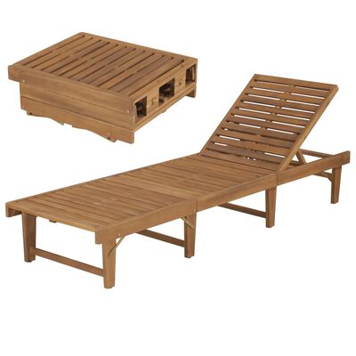 vidaXL Folding Sun Lounger Solid Acacia Wood, natural vidaXL Folding Sun Lounger Solid Acacia Wood