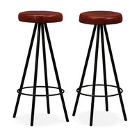 vidaXL Bar Stools 2 pcs Real Leather,  vidaXL Bar Stools 2 pcs Real Leather