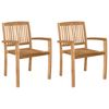 vidaXL Stacking Garden Dining Chairs 2 pcs Solid Teak Wood