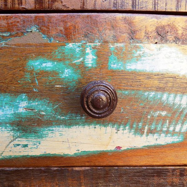 vidaXL Coffee Table with Curved Edge 1 Drawer Reclaimed Wood