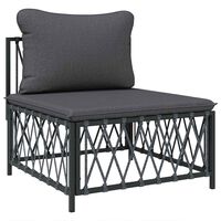 vidaXL Garden Middle Sofa with Cushions Anthracite Woven Fabric, anthracite vidaXL Garden Middle Sofa with Cushions Anthracite Woven Fabric