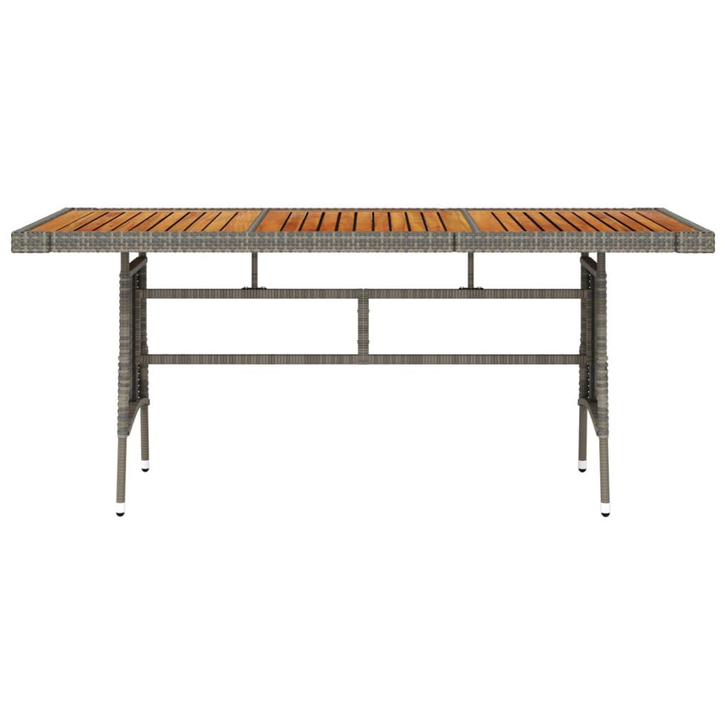 vidaXL Garden Table Grey 160x70x72 cm Poly Rattan & Solid Acacia Wood
