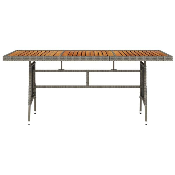 vidaXL Garden Table Grey 160x70x72 cm Poly Rattan & Solid Acacia Wood