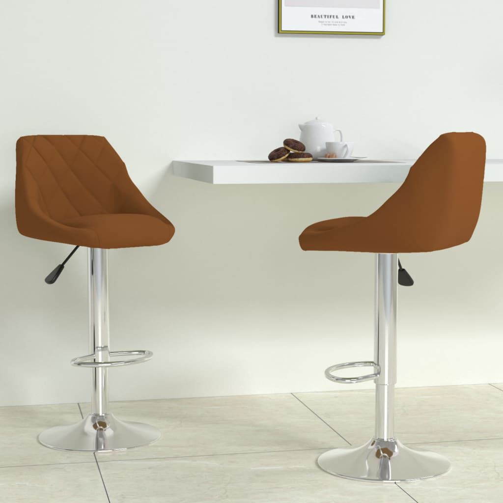 vidaXL Bar Stool 2 pcs Brown Velvet