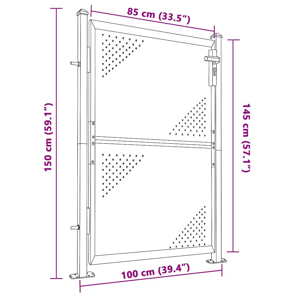 vidaXL Garden Gate 100x150 cm Stainless Steel