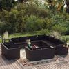 vidaXL 12 Piece Garden Lounge Set with Cushions Black Poly Rattan