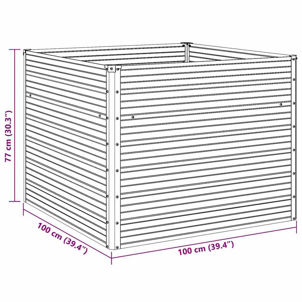 vidaXL Raised Garden Bed 100x100x77 cm Galvanised Steel Green