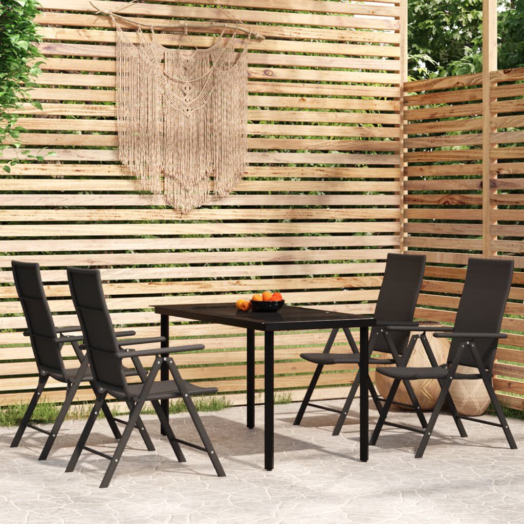 vidaXL 5 Piece Garden Dining Set Black