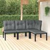 vidaXL 4 Piece Garden Lounge Set Black and Grey Poly Rattan