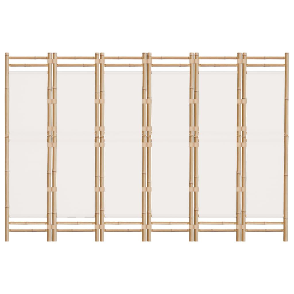 vidaXL Folding 6-Panel Room Divider 240 cm Bamboo and Canvas