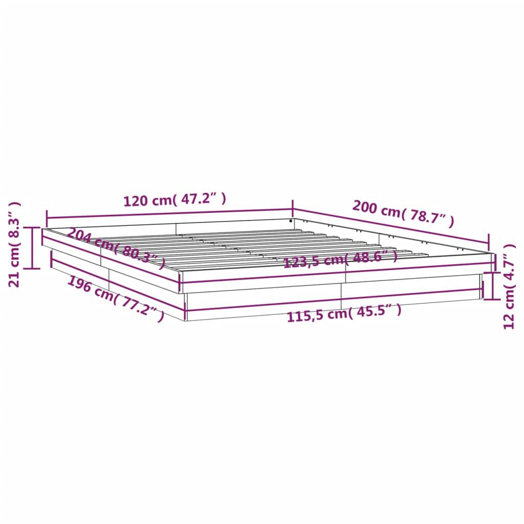 vidaXL LED Bed Frame without Mattress White 120x200 cm Solid Wood