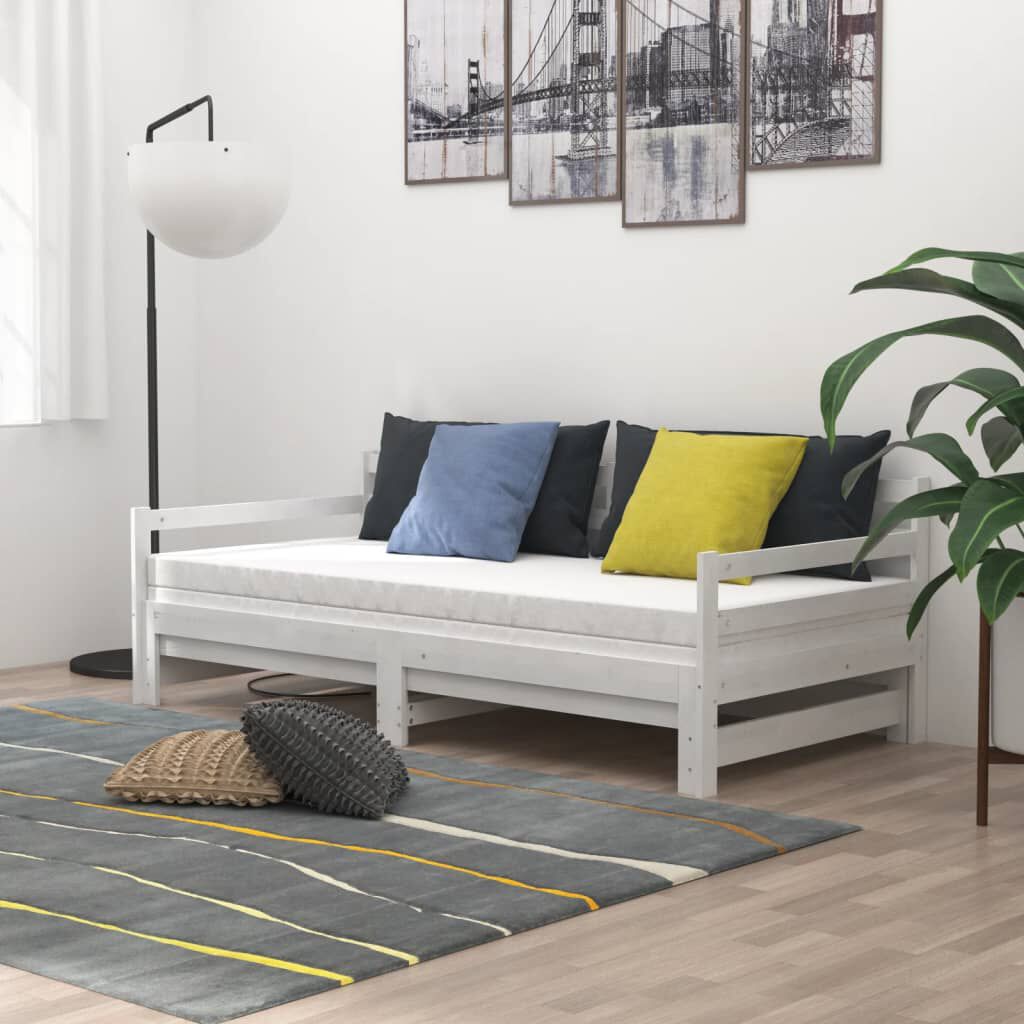 vidaXL Pull-out Day Bed without Mattress White 2x(90x200)cm