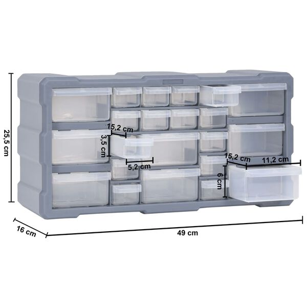 vidaXL Multi-drawer Organiser with 22 Drawers 49x16x25.5 cm