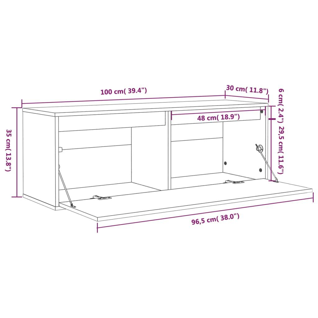 vidaXL Wall Cabinet White 100x30x35 cm Solid Wood Pine