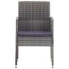 vidaXL Garden Chairs with Dark Grey Cushions 4 pcs Grey Poly Rattan