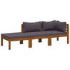 vidaXL 3 Piece Garden Lounge Set with Cushion Solid Acacia Wood