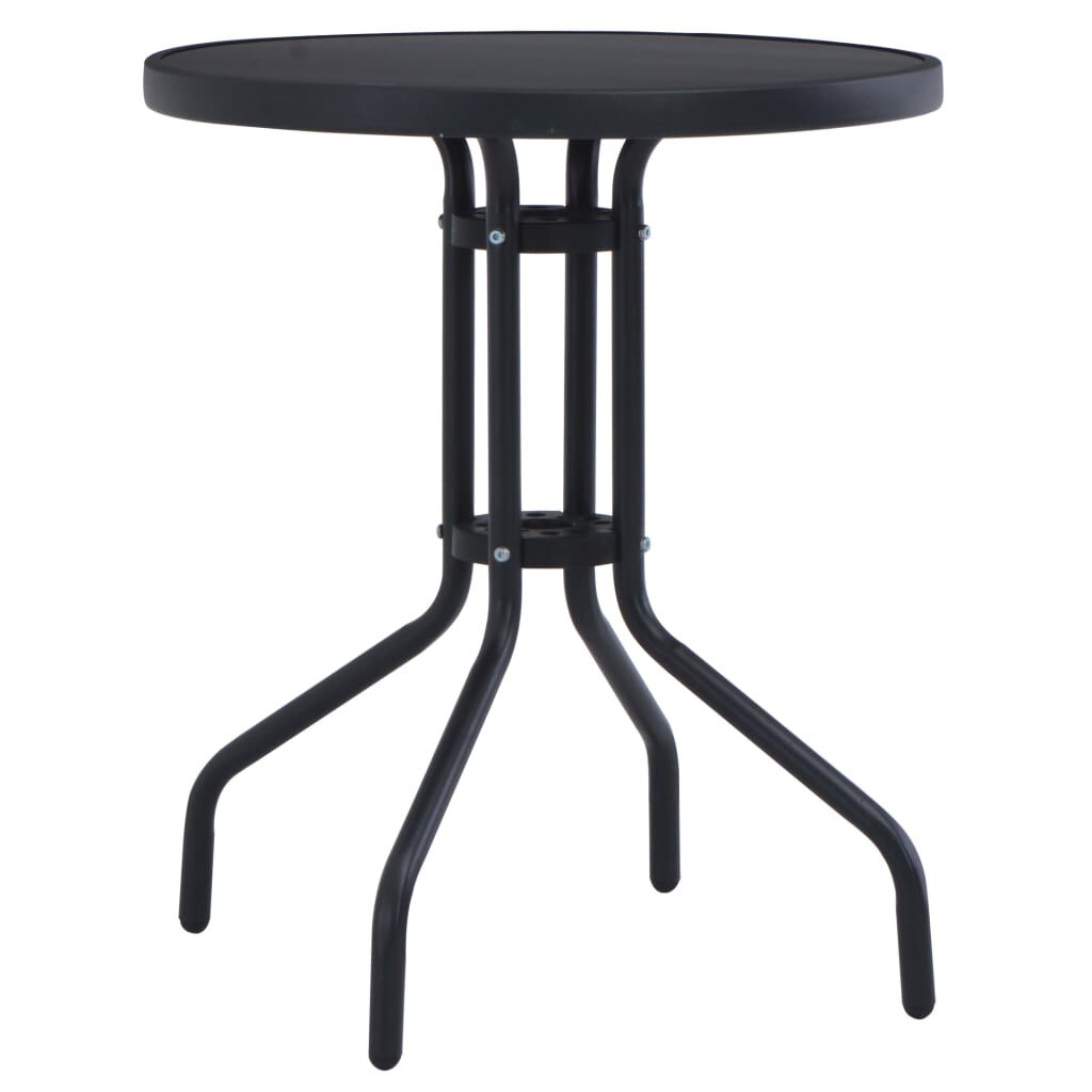 vidaXL Garden Table Black 60 cm Steel and Glass