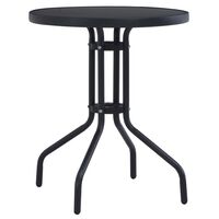 vidaXL Garden Table Black 60 cm Steel and Glass, black vidaXL Garden Table Black 60 cm Steel and Glass