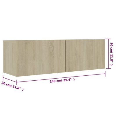 vidaXL TV Cabinet Sonoma Oak 100x30x30 cm Engineered Wood