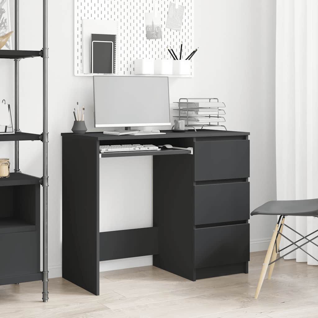 vidaXL Desk Black 90x45x76 cm Engineered Wood